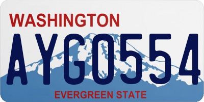 WA license plate AYG0554