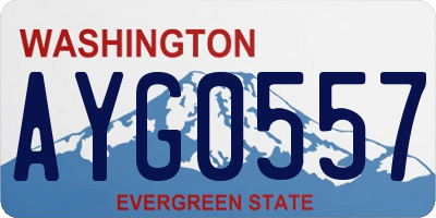 WA license plate AYG0557