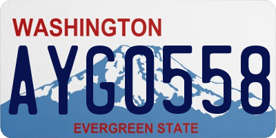 WA license plate AYG0558