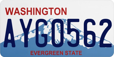 WA license plate AYG0562