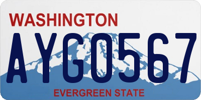 WA license plate AYG0567