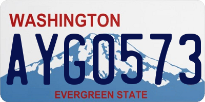 WA license plate AYG0573