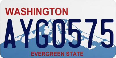 WA license plate AYG0575