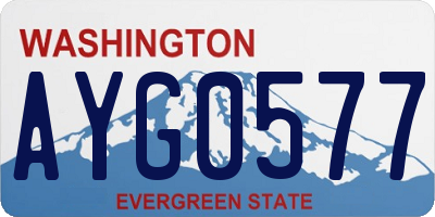 WA license plate AYG0577