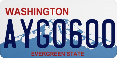 WA license plate AYG0600