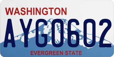 WA license plate AYG0602