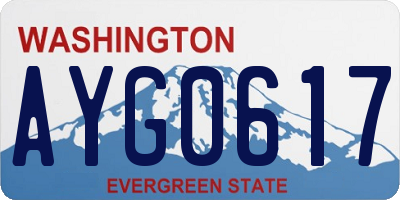 WA license plate AYG0617