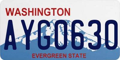 WA license plate AYG0630