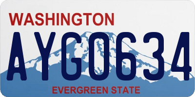 WA license plate AYG0634