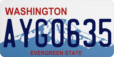 WA license plate AYG0635
