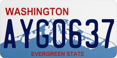 WA license plate AYG0637