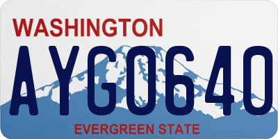 WA license plate AYG0640