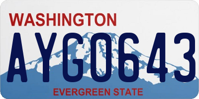 WA license plate AYG0643