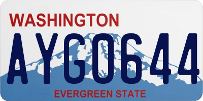 WA license plate AYG0644