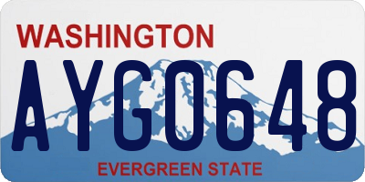 WA license plate AYG0648