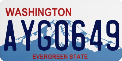 WA license plate AYG0649
