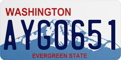 WA license plate AYG0651