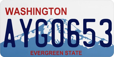 WA license plate AYG0653