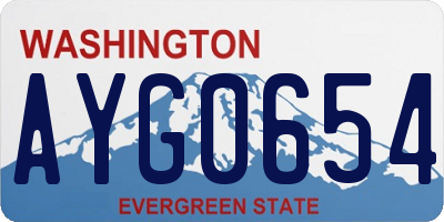WA license plate AYG0654