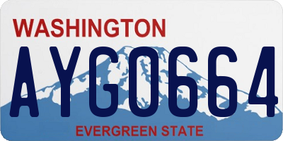 WA license plate AYG0664