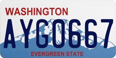 WA license plate AYG0667