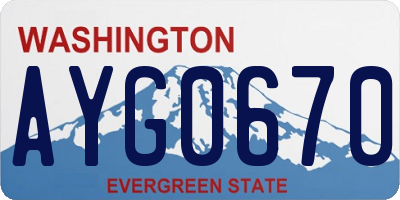 WA license plate AYG0670