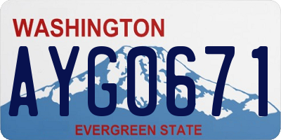 WA license plate AYG0671