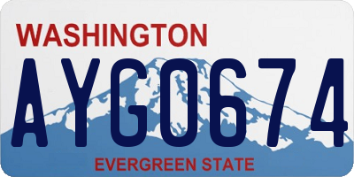 WA license plate AYG0674