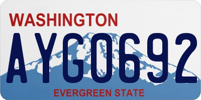 WA license plate AYG0692