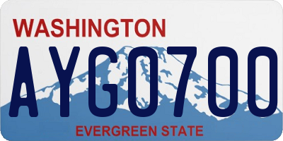 WA license plate AYG0700