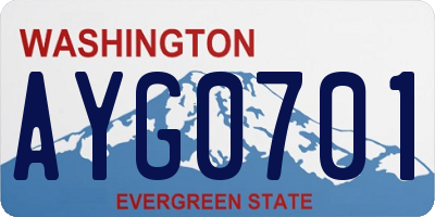 WA license plate AYG0701