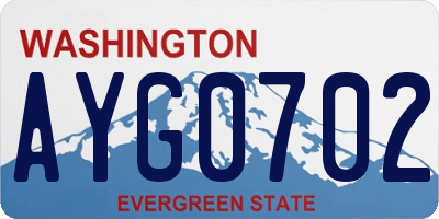 WA license plate AYG0702