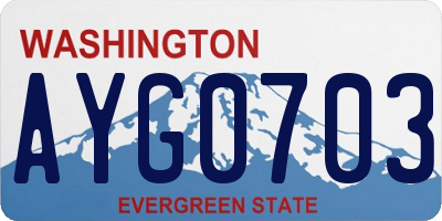 WA license plate AYG0703