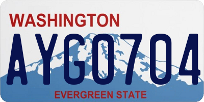 WA license plate AYG0704