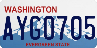WA license plate AYG0705
