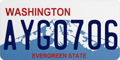 WA license plate AYG0706