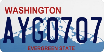 WA license plate AYG0707