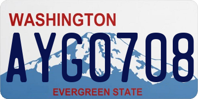 WA license plate AYG0708