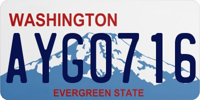 WA license plate AYG0716