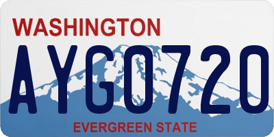 WA license plate AYG0720