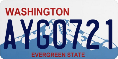 WA license plate AYG0721