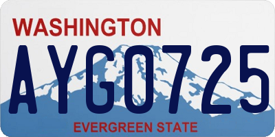 WA license plate AYG0725