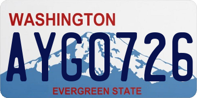 WA license plate AYG0726