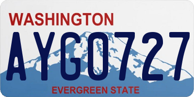 WA license plate AYG0727