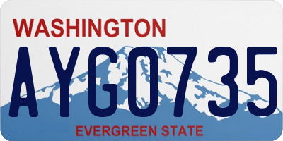 WA license plate AYG0735