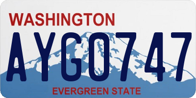 WA license plate AYG0747
