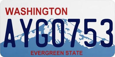 WA license plate AYG0753