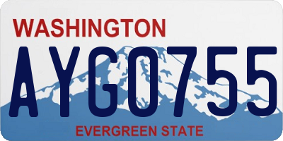 WA license plate AYG0755