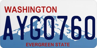 WA license plate AYG0760