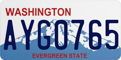 WA license plate AYG0765